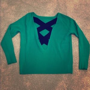 Maje- Open back - crisscross green sweater